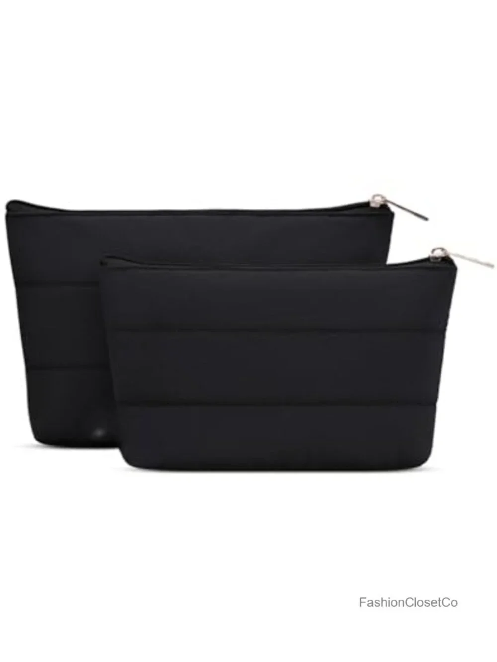 Quilted Puffer Makeup Bag Set of 2 with Zipper for Travel and Purse